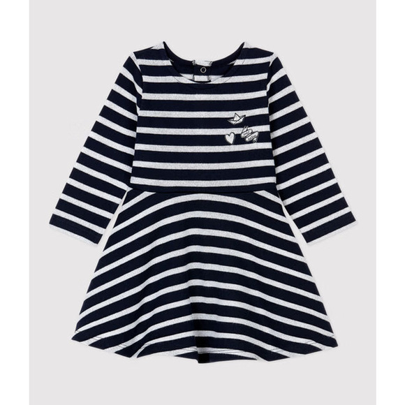 Petit Bateau size 24 months Babies Fleece Dress Nautical/made in Paris/classic - Picture 1 of 6
